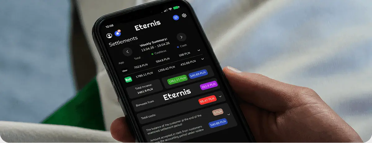 Eternis app on a phone - settlements and payouts
